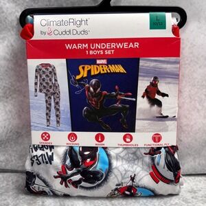 ClimateRight by CuddlDuds Warm Underwear Spiderman Miles Morales Pajamas Set LRG